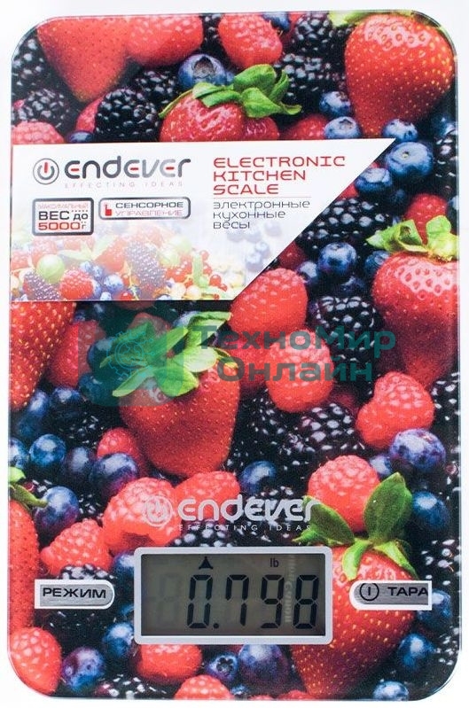 Весы кухонные Endever Skyline KS-528 (5кг, стекло, ягоды)