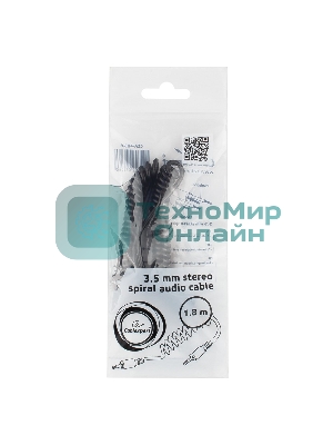 Кабель аудио Cablexpert CCA-405-6, Jack3.5 - Jack3.5, 2м, спиральный