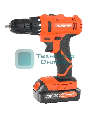 Дрель-шуруповерт Patriot BR 187UES, 18 В, 2 Ач, 25 Нм, щеточный