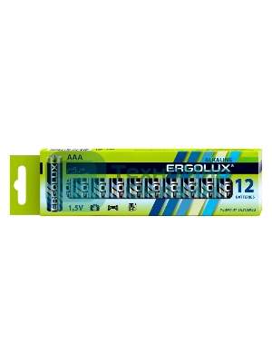 Батарея Ergolux Alkaline LR03 BP-12 AAA 1250mAh (12шт) коробка