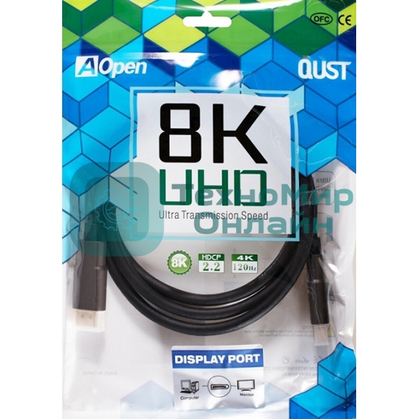 Кабель соединительный DisplayPort v1.4, 8K@60Hz, 1.5m iOpen (Aopen/Qust) ACG633-1.5M