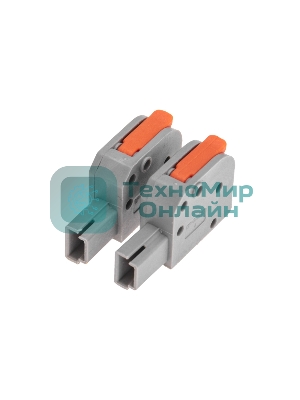 Клемма Rexant СМК 222-421R проходная разъемная 1 полюс серый 0,2-2,5/4 мм² (50 шт/уп)