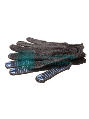 Перчатки трикотажные, с ПВХ точкой, 10 класс, черные Россия