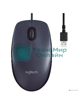 Мышь проводная Logitech M100/100R DARK/GREY (темно-серая/черная), 1000 dpi, USB, кнопки - 3