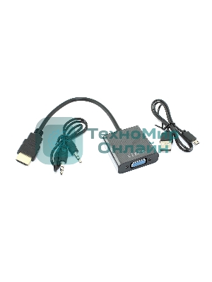Переходник с кабелем HDMI на VGA плюс аудио и питание