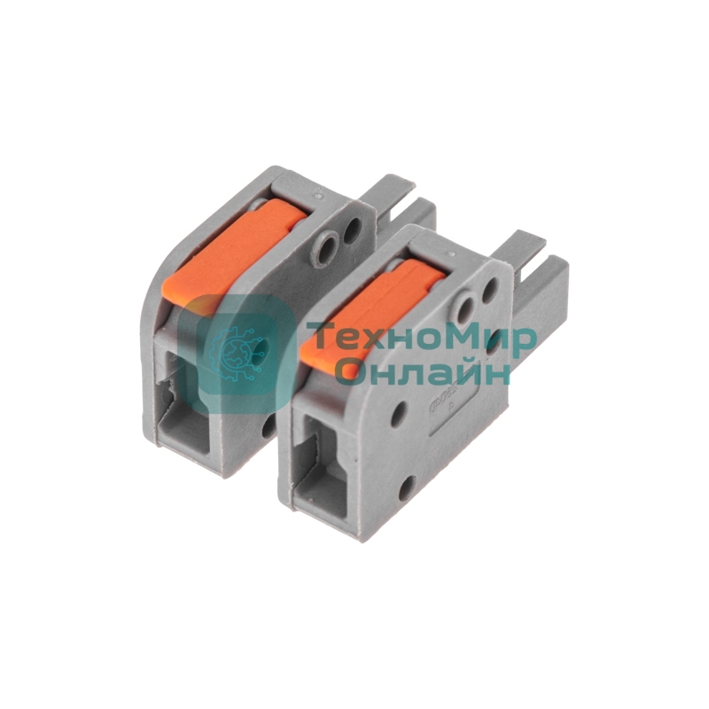 Клемма Rexant СМК 222-421R проходная разъемная 1 полюс серый 0,2-2,5/4 мм² (50 шт/уп)