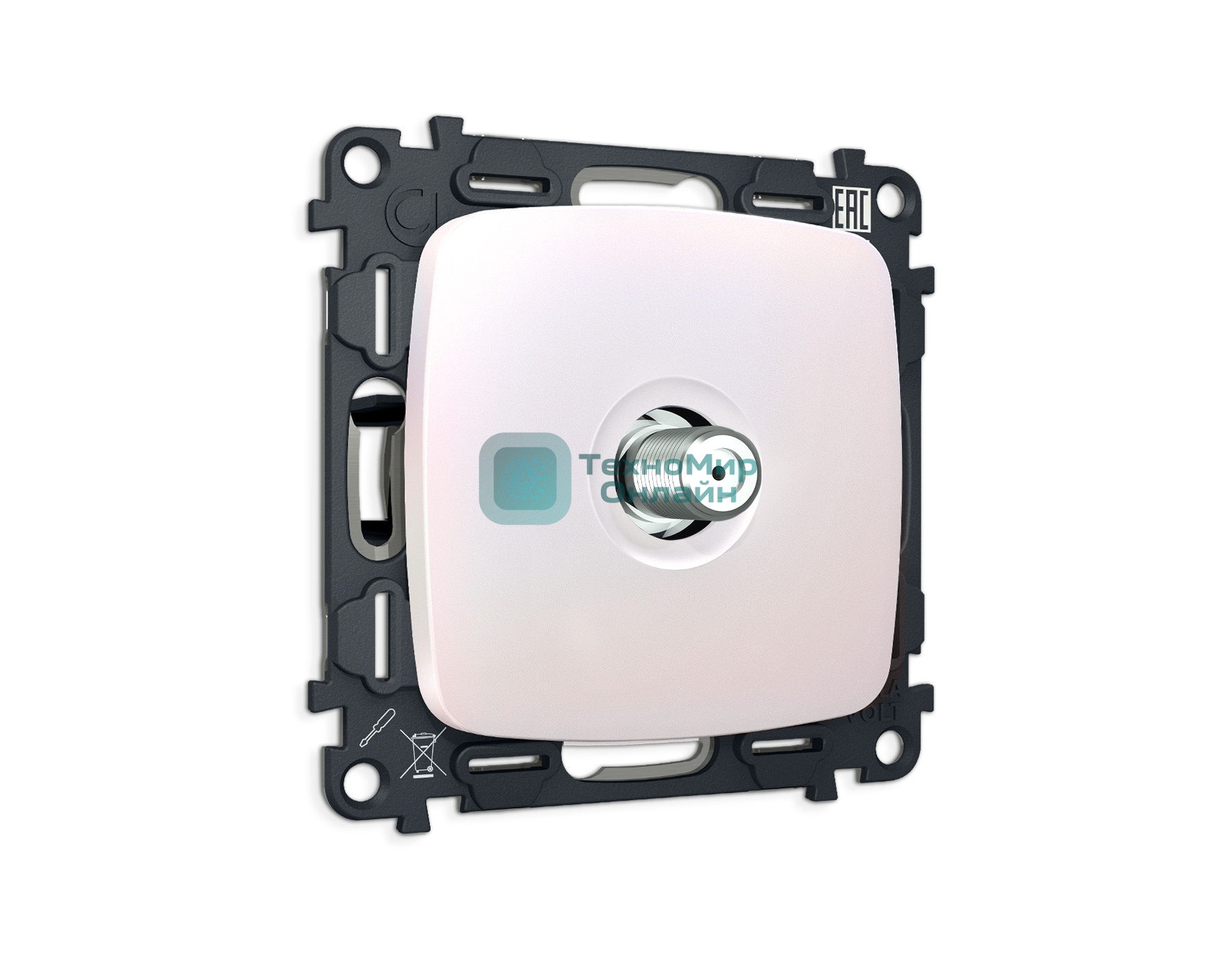 Комплект механизма TV розетки SAT 5-2400MHz 3.5dB OMEGA Жемчуг QUANT (OP2130, VM215) MO213050