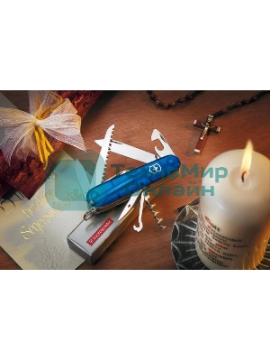 Нож перочинный Victorinox Huntsman (1.3713.T2) 91мм 15функций синий полупрозрачный карт.коробка