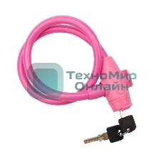 Тросовый замок взломостойкий для велосипедов и колясок с ключом Четыре сезона 65 см розовый 79-0364