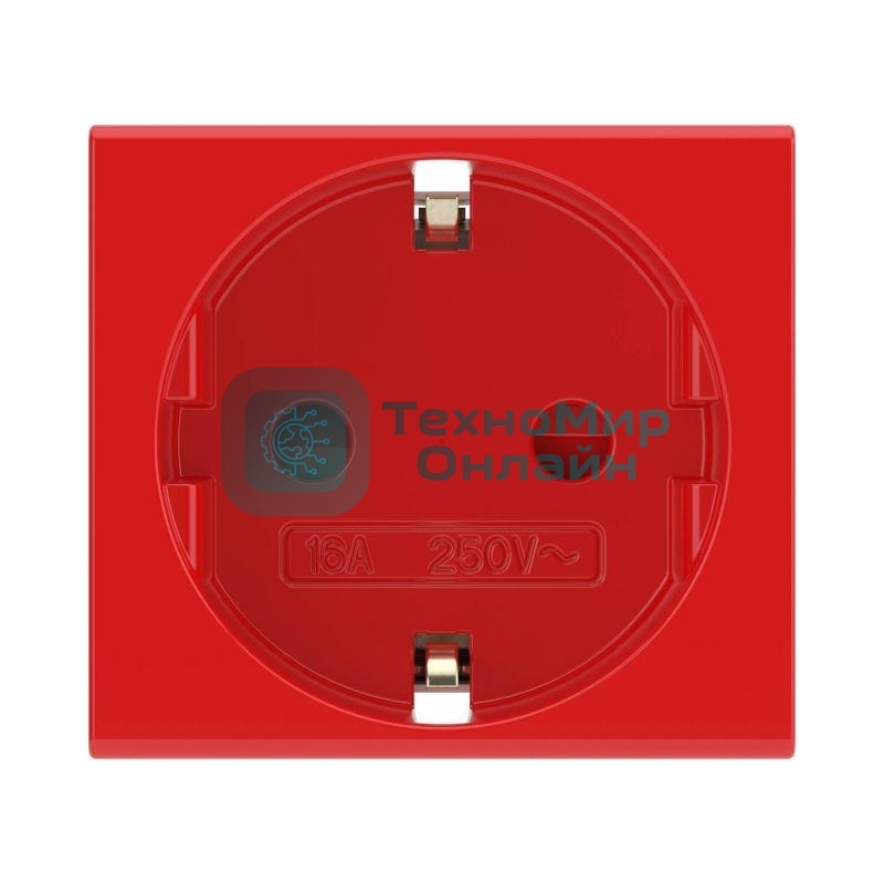 Розетка 1-м СП Viva 2мод. защ. шторки с заземл. красн. ДКС 45015