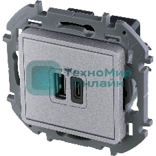 Зарядное устройство INSPIRIA с двумя USB-разьемами A-C 240В/5В 3000мА Алюминий