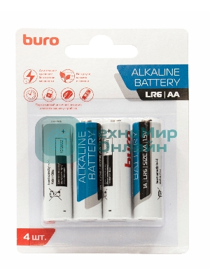 Батарея Buro Alkaline LR6 AA (4шт) блистер