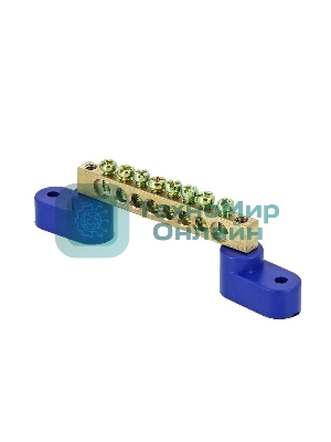 Шина нулевая N 6х9 8 отвер. латунь 2 син. угловых изолятора PROxima EKF sn0-63-08-2