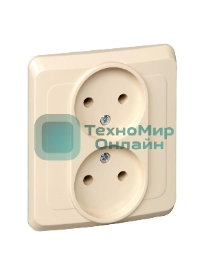 Розетка 2-м СП Этюд 16А IP20 без заземл. крем. SchE PC16-005K