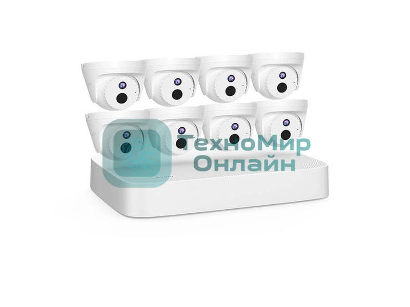 Комплект видеонаблюдения Tenda K8P-4CRс PoE на 8 каналов: видеорегистратор и 8 камер 