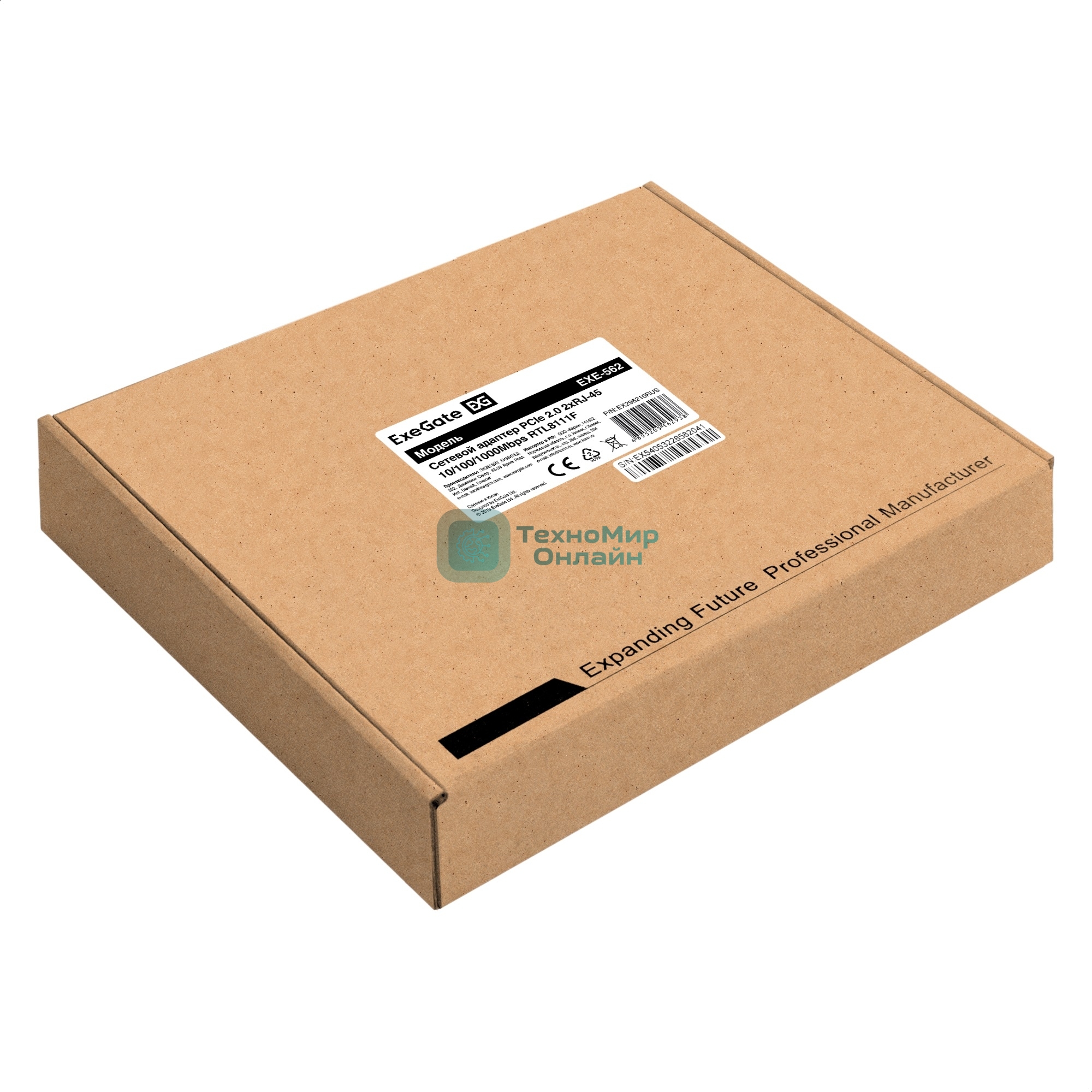 Сетевой адаптер ExeGate EXE-562 (PCI-E x1 v2.0, 2xRJ45, UTP 10/100/1000Mbps, Realtek Chipset RTL8111F)