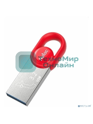 Флешка USB Netac UM2 (NT03UM2N-128G-32RE), 128Gb, USB 3.0, R/W 130/50, серебристый/красный