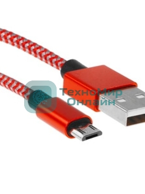Кабель PERFEO USB2.0 A вилка - Micro USB вилка, красно-белый, 3 м (U4804)