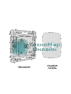 Комплект механизма TV розетки SAT 5-2400MHz 3.5dB OMEGA Жемчуг QUANT (OP2130, VM215) MO213050