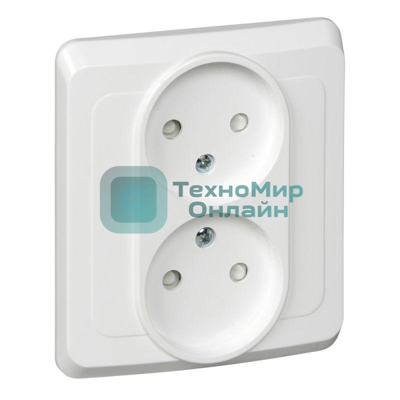 Розетка 2-м СП Этюд 16А IP20 защ. шторки без заземл. бел. SchE PC16-006B