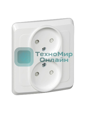 Розетка 2-м СП Этюд 16А IP20 защ. шторки без заземл. бел. SchE PC16-006B