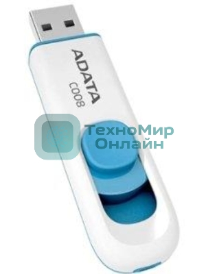 Флешка USB ADATA C008 (AC008-32G-RWE), 32Gb, USB 2.0, R/W 15/5, белый/синий