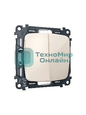 Комплект механизма 2-клавишного перекрестного выключателя 10A-250V OMEGA Бежевый глянец QUANT (OP3030, VM125) MO303030