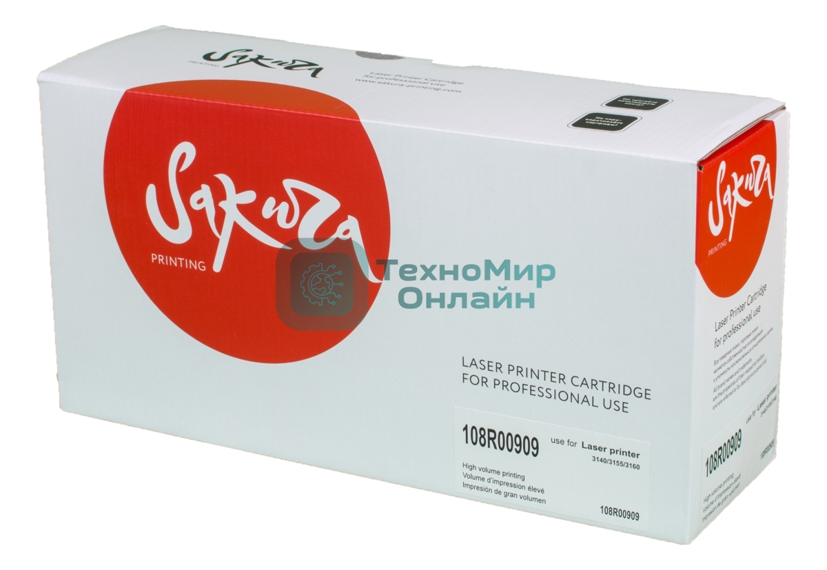 Картридж лазерный Sakura 108R00909 для Xerox P3140/P3155/P3160, черный, 2500 к.