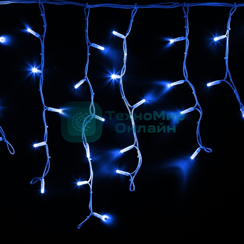 Гирлянда Neon-night Айсикл (бахрома) светодиодный, 4,0 х 0,6 м, белый провод каучук, 230 В, диоды синие, 128 LED