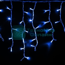 Гирлянда Neon-night Айсикл (бахрома) светодиодный, 4,0 х 0,6 м, белый провод каучук, 230 В, диоды синие, 128 LED