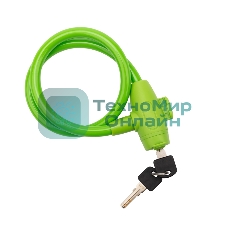 Тросовый замок взломостойкий для велосипедов и колясок с ключом Четыре сезона 65 см зеленый 79-0363