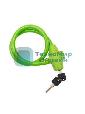 Тросовый замок взломостойкий для велосипедов и колясок с ключом Четыре сезона 65 см зеленый 79-0363