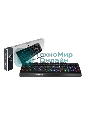 Клавиатура проводная MSI VIGOR GK20 RU черный USB Multimedia for gamer LED (подставка для запястий)