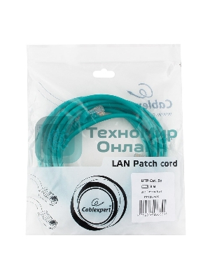 Патч-корд UTP Cablexpert cat.5e, 3м, литой, многожильный, зеленый