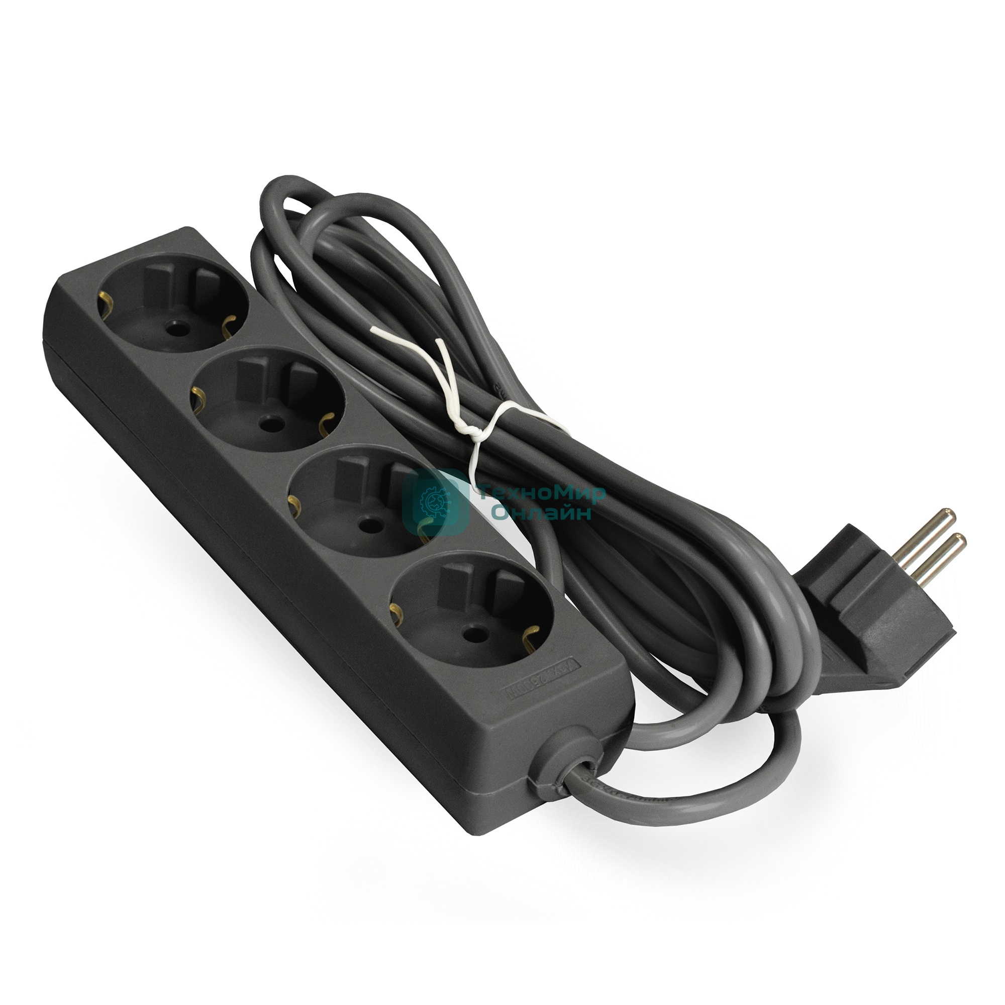 Удлинитель ExeGate ECE-4-1.8B (EX285810RUS), черный, 1.8 м, Евровилка с заземлением, 4 евророзетки с заземлением, 2200 Вт