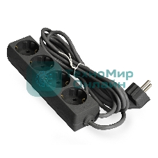 Удлинитель ExeGate ECE-4-1.8B (EX285810RUS), черный, 1.8 м, Евровилка с заземлением, 4 евророзетки с заземлением, 2200 Вт