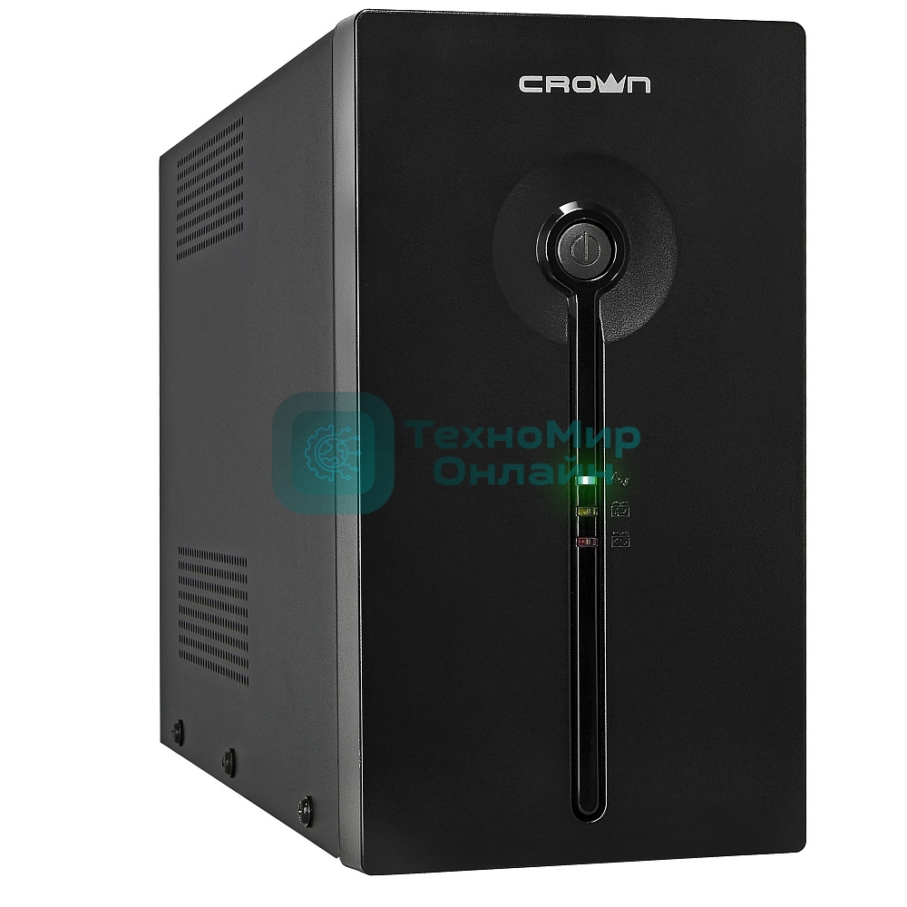 Источник бесперебойного питания CROWN Line Intractive CMU-SP800EURO USB 800VA\480W, корпус металл, 1x12V/9AH, розетки 4*EURO+1*IEC bybass, трансформатор AVR 140-290V, cъемный кабель 1.2 м, порт RJ11/45, порт USB, защита: от перегрузки, от КЗ, от скачков напряжения