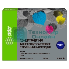 Картридж струйный Cactus CS-EPT04B140 черный (120 мл) для Epson WorkForce Pro WF-C8190, WF-C8690