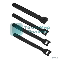 Стяжка кабельная на липучке Cabeus, открывающаяся, 14 мм Ш, 150 мм Д, 10 шт, полиамид, черный