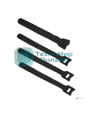 Стяжка кабельная на липучке Cabeus, открывающаяся, 14 мм Ш, 150 мм Д, 10 шт, полиамид, черный