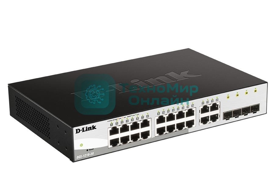 Коммутатор D-Link Gigabit Smart Switch with 16 10/100/1000Base-T ports and 4 Gigabit MiniGbIC (SFP) ports