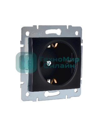Механизм розетки 1-м СП KARINA термопласт с заземл. черный бархат LEZARD 707-4288-122B