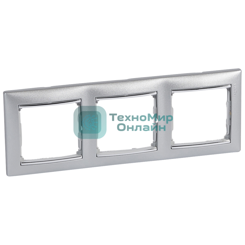 Рамка 3-м Valena горизонт. алюм./сереб. Leg 770353