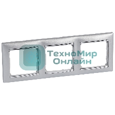 Рамка 3-м Valena горизонт. алюм./сереб. Leg 770353