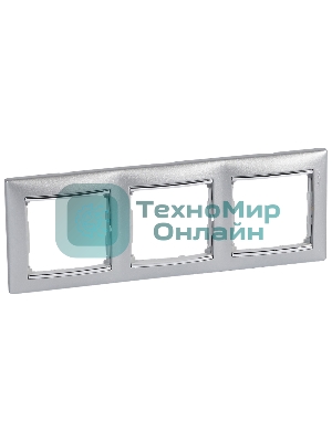 Рамка 3-м Valena горизонт. алюм./сереб. Leg 770353