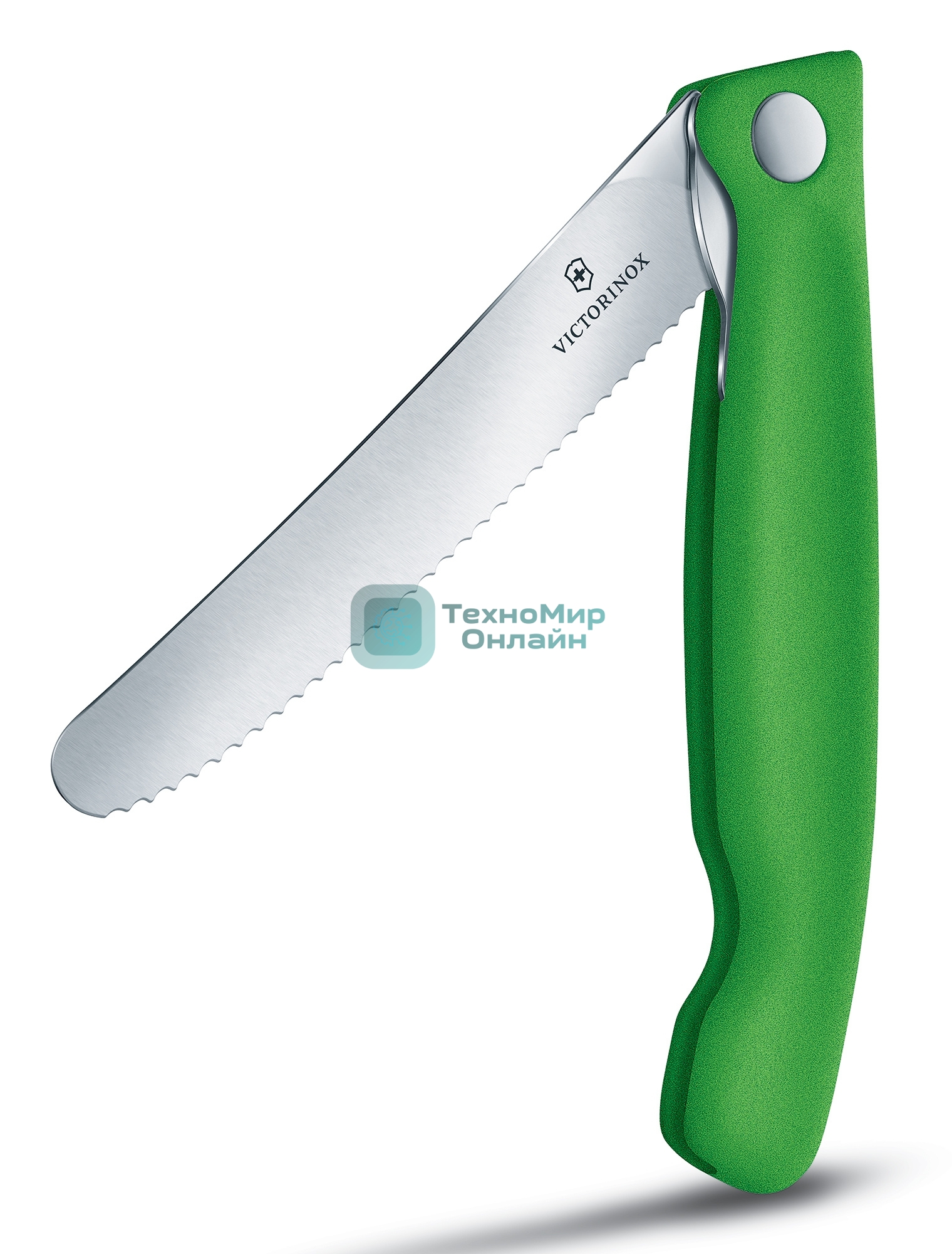 Нож кухонный Victorinox Swiss Classic (6.7836.F4B) стальной для овощей лезв.110мм серрейт. заточка зеленый блистер