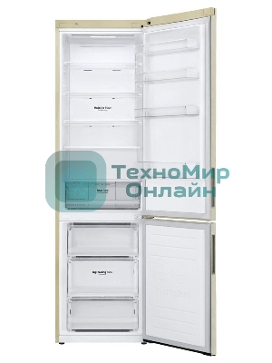 Холодильник LG GA-B509CECL бежевый, двухкамерный, 277/107л, морозилка снизу, No Frost