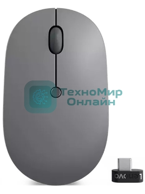 Мышь беспроводная Lenovo Go серый, 2400 dpi, радиоканал, USB-C, кнопки - 3