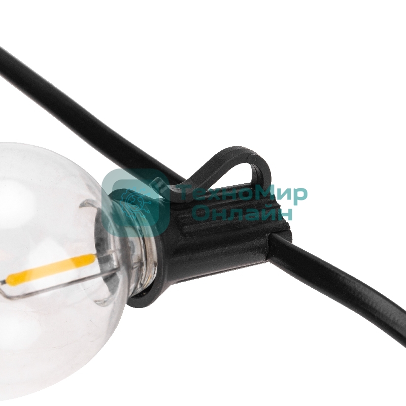 Уличная гирлянда Neon-night Лофт 7,5м, черный ПВХ, 25 прозрачных ламп, теплый белый, влагостойкая IP44