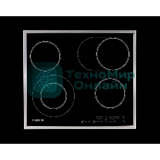 Встраиваемая электрическая панель Samsung NZ64T3516CK/WT, 575x505x55 мм, стеклокерамика, 4 конфорки, рамка - нержавеющая сталь,сенсорное управление, светодиодный LED-дисплей, защита от детей, черный